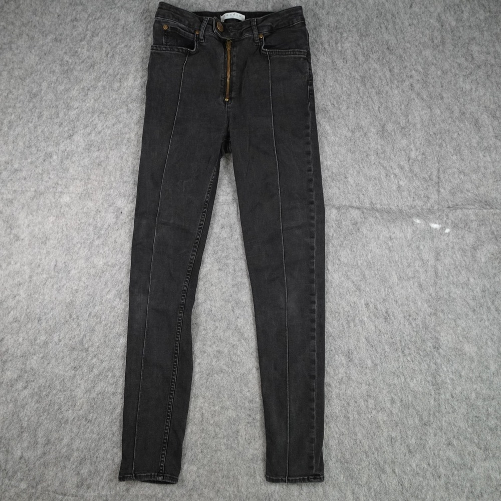 Sandro Jeans Women 38 US 6 Black High Rise Skinny Seamed Front Zip Denim Pant